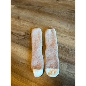 Aromasoles Tan Cream Fuzzy Slipper Socks Non-Slip Gripper Soles Cozy Loungewear